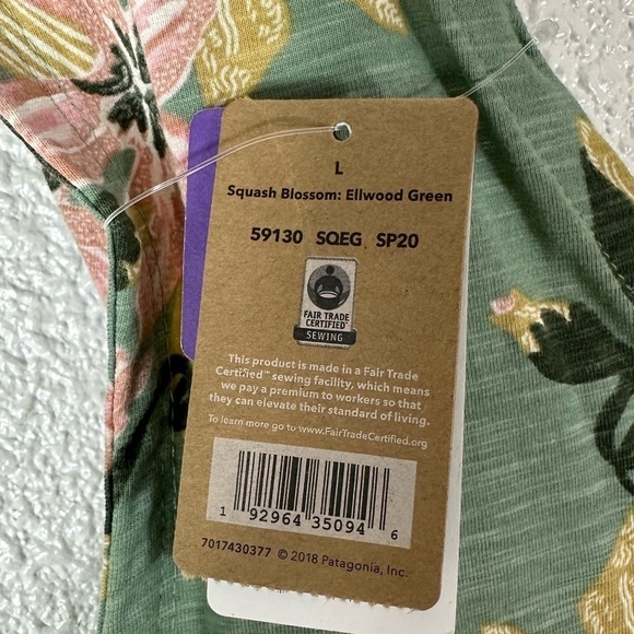 Patagonia Porch Song Dress In Blossom Elwood Green Organic Cotton Size L NEW NWT - Picture 5 of 7